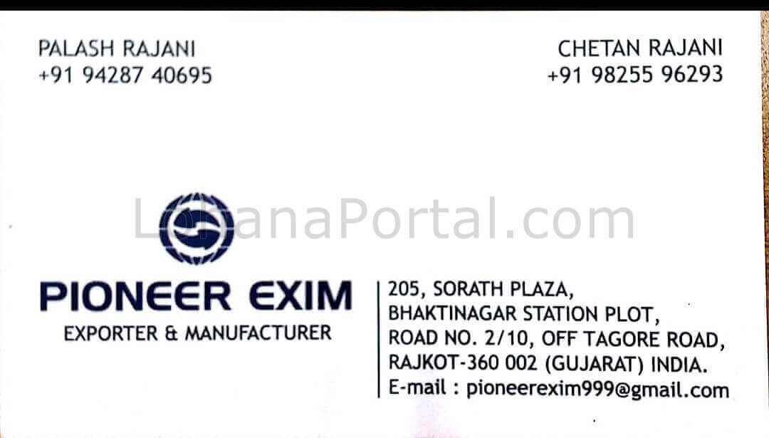 Pioneer Exim Exporter Visiting Card