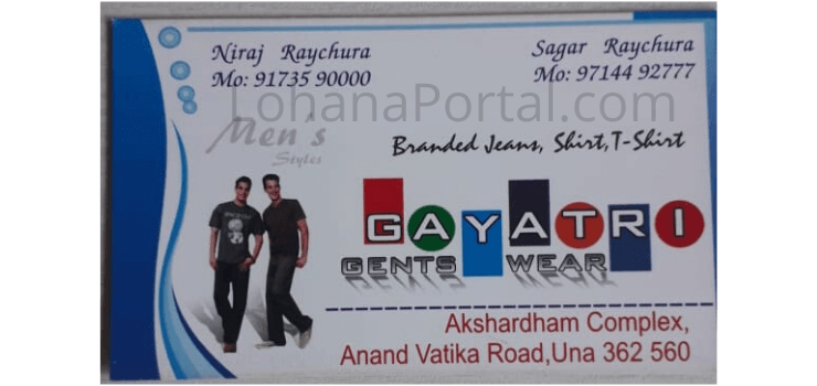 Gayatri Gents Wear Visiting Card